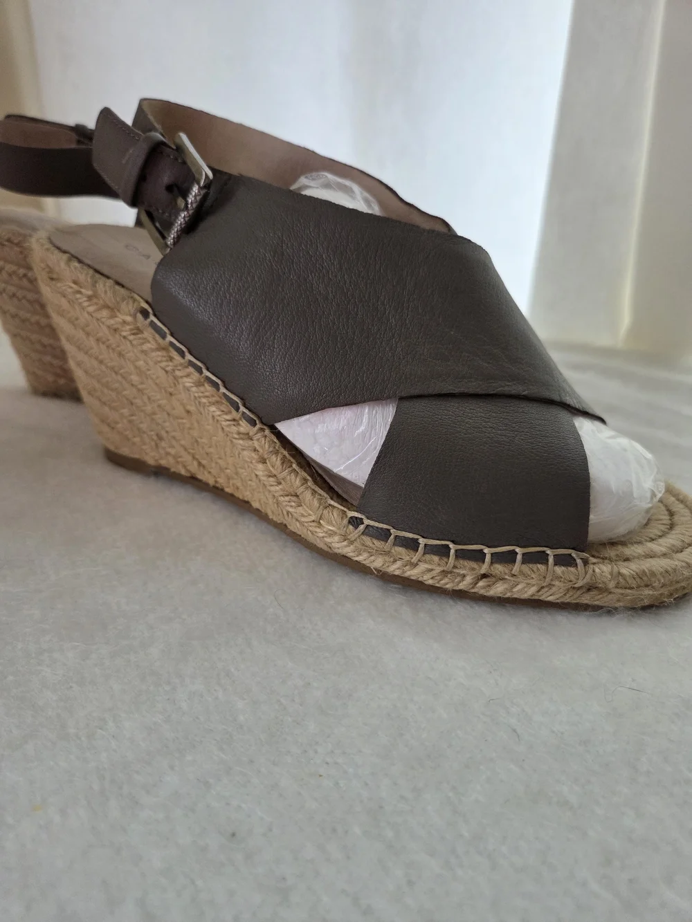 Nordstrom Taupe Gray Crisscross Espadrille Slingback Sandals Quality Leather